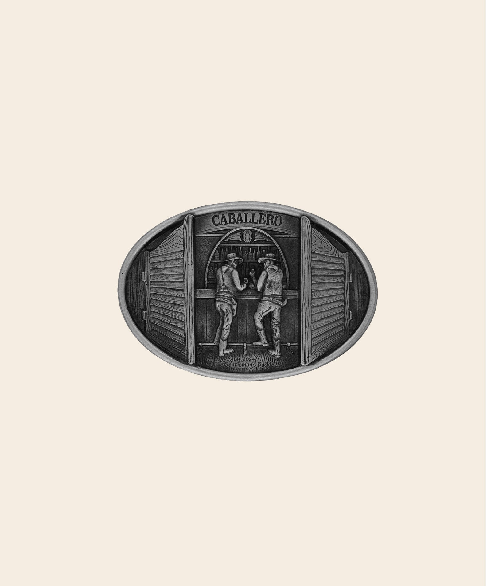 Face of Caballero Bar Buckle in solid pewter.