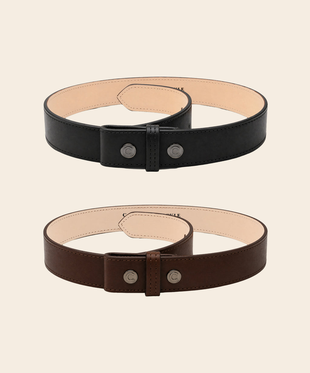 Caballero Stitched Belt in black and brown leather.