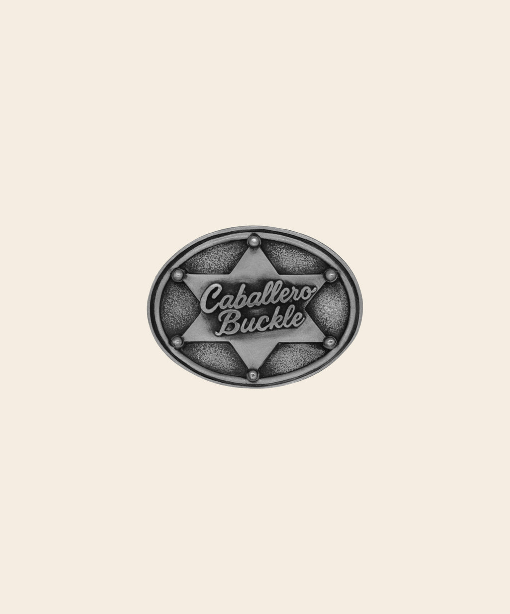 Front Face of Sheriff Belt Buckle in solid pewter
