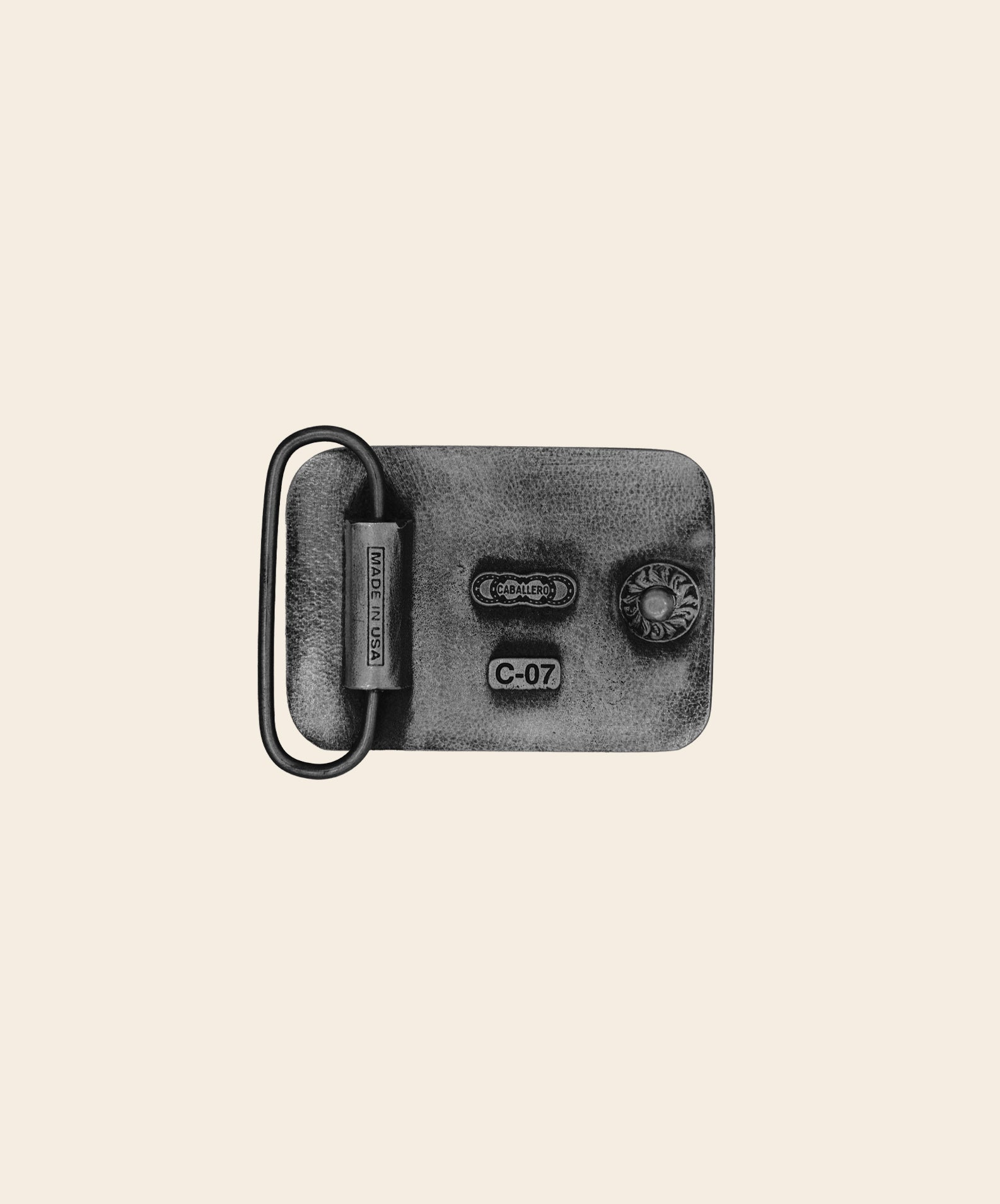 
Back of Bring me a cowboy Belt Buckle in solid pewter