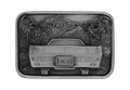 Pewter belt buckle with Hollywood car scene in raised relief