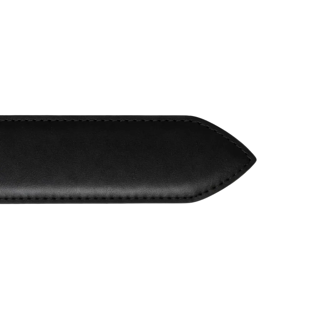 Close-up of a black leather strap.